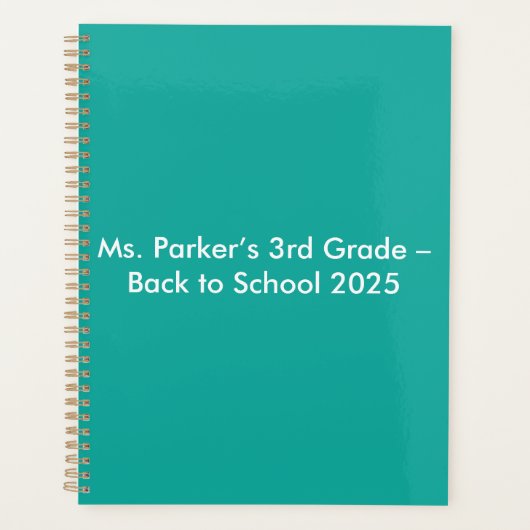 Flat Teal Background – Back-to-School Texture Planner (Voorkant)