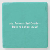 Flat Teal Background – Back-to-School Texture Stenen Onderzetter (Voorkant)