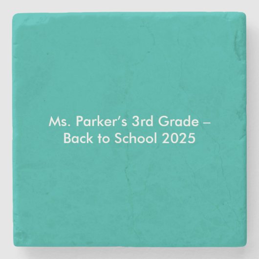 Flat Teal Background – Back-to-School Texture Stenen Onderzetter (Voorkant)