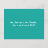 Flat Teal Background – Back-to-School Texture Uitnodiging Briefkaart (Voorkant)