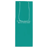 Flat Teal Background – Back-to-School Texture Wijn Cadeautas (Voorkant)