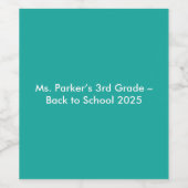 Flat Teal Background – Back-to-School Texture Wijn Etiket (Enkel label)