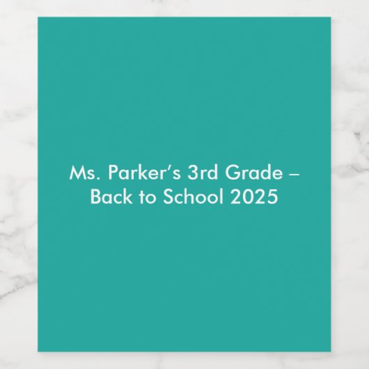 Flat Teal Background – Back-to-School Texture Wijn Etiket (Enkel label)