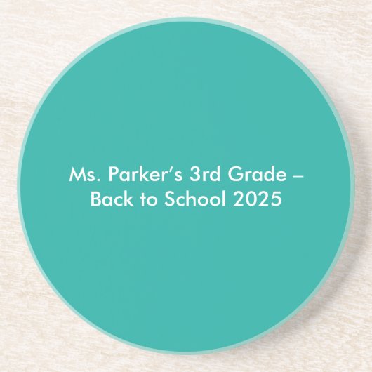 Flat Teal Background – Back-to-School Texture Zandsteen Onderzetter (Voorkant)