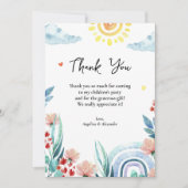 Flat Thank You Baby shower Kaart met ontwerp. (Voorkant)