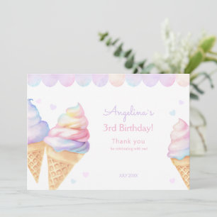 Flat Thank You Card 3e verjaardag. Bedankkaart
