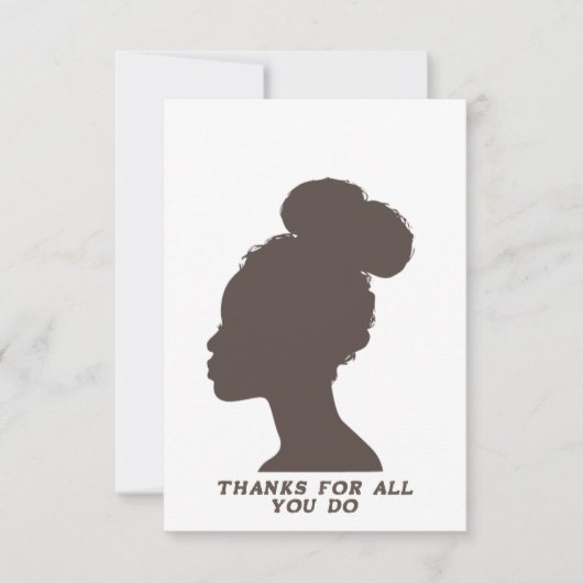 Flat Thank You Card - Donkerbruin vrouw silhouet Bedankkaart (Voorkant)