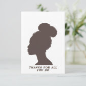 Flat Thank You Card - Donkerbruin vrouw silhouet Bedankkaart (Staand voorkant)
