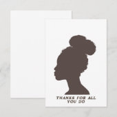 Flat Thank You Card - Donkerbruin vrouw silhouet Bedankkaart (Voorkant / Achterkant)