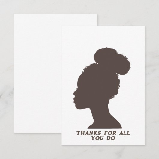 Flat Thank You Card - Donkerbruin vrouw silhouet Bedankkaart (Voorkant / Achterkant)