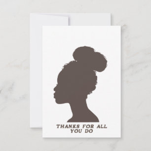 Flat Thank You Card - Donkerbruin vrouw silhouet Bedankkaart