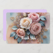 Flat Thank You Card met bloemen achtergrond Bedankkaart (Voorkant / Achterkant)