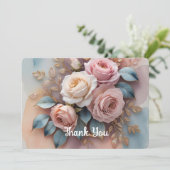 Flat Thank You Card met bloemen achtergrond Bedankkaart (Staand voorkant)