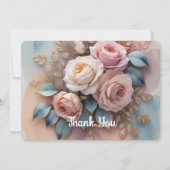 Flat Thank You Card met bloemen achtergrond Bedankkaart (Voorkant)
