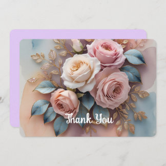 Flat Thank You Card met bloemen achtergrond Bedankkaart