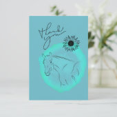Flat Thank You Card, paard dan jij, turquoise Bedankkaart (Staand voorkant)