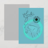Flat Thank You Card, paard dan jij, turquoise Bedankkaart (Voorkant / Achterkant)