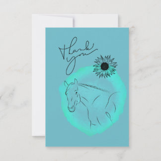 Flat Thank You Card, paard dan jij, turquoise Bedankkaart