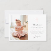 Flat Thank You Card Pink Bow With Photo Bedankkaart (Voorkant)