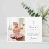 Flat Thank You Card Pink Bow With Photo Bedankkaart (Staand voorkant)
