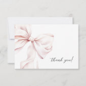 Flat Thank You Card Pink Bow With Photo Bedankkaart (Achterkant)