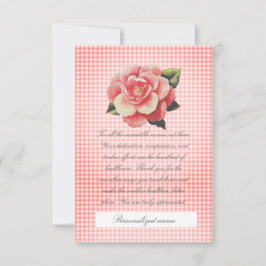Flat Thank You Card roze gingham Bedankkaart (Voorkant)