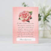 Flat Thank You Card roze gingham Bedankkaart (Staand voorkant)