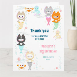 Flat Thank You Card voor de 3e verjaardag. Bedankkaart