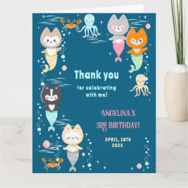 Flat Thank You Card voor de 3e verjaardag. Bedankkaart