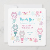 Flat Thank You Card voor de 3e verjaardag. Bedankkaart (Voorkant)