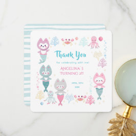 Flat Thank You Card voor de 3e verjaardag. Bedankkaart