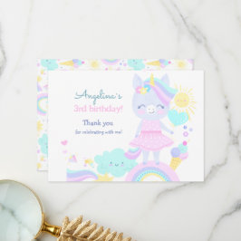 Flat Thank You Card voor de 3e verjaardag. Bedankkaart