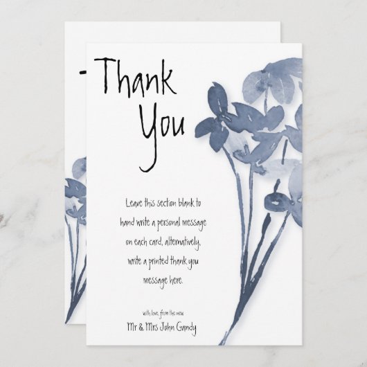 Flat Thank You Card voor de bruiloft Bedankkaart (Voorkant / Achterkant)