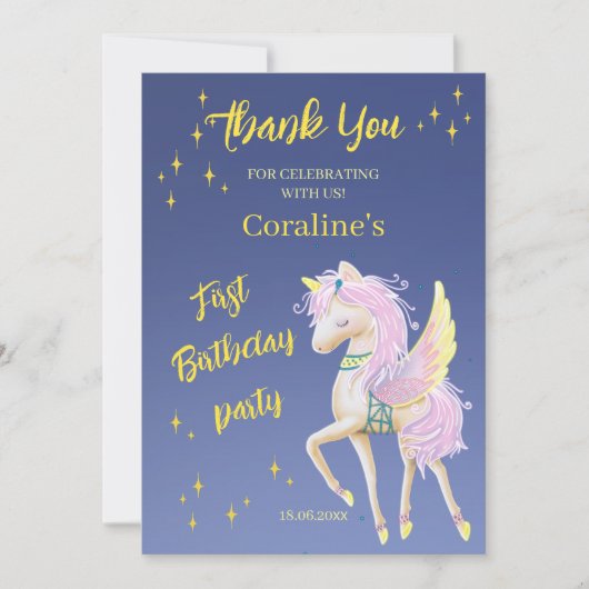 Flat Thank You Card voor je eerste verjaardag Bedankkaart (Voorkant)