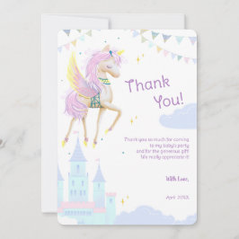 Flat Thank You Card voor Verjaardag met Eenhoorn. Bedankkaart