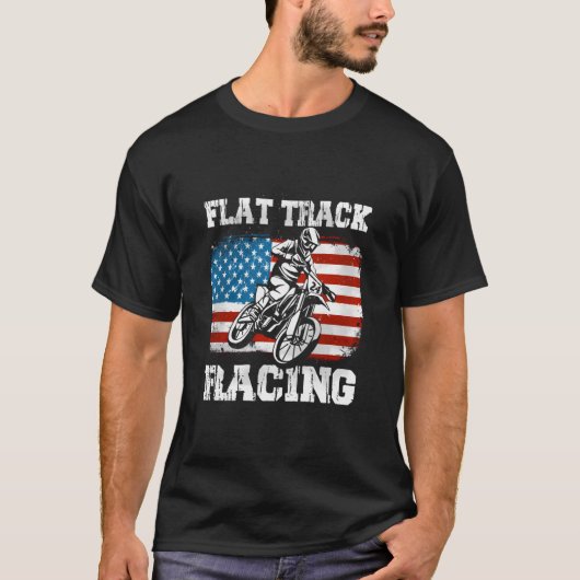 Flat Track Motorcycle Racing American Flag Speedwa T-shirt (Voorkant)