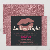 Flat uitnodiging - vrijgezellenfeest, dames nacht (Voorkant / Achterkant)