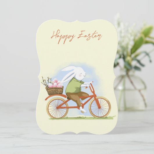 Flat vakantie Kaart "Happy Easter" . (Staand voorkant)