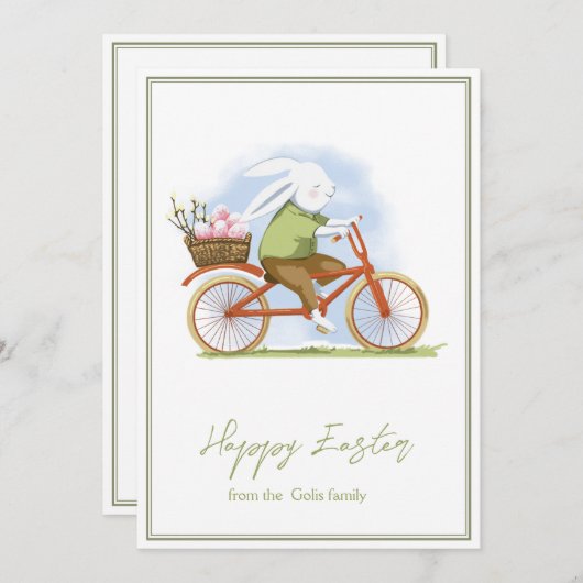 Flat vakantie Kaart "Happy Easter" . (Voorkant / Achterkant)