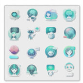 Flat Vector Collage of AI Assistant Illustrations Sticker (Voorkant)