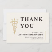 Flat Veterinary Symbool Black Gold Bedankkaart (Voorkant)