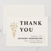 Flat Veterinary Symbool Black Gold Bedankkaart (Voorkant / Achterkant)