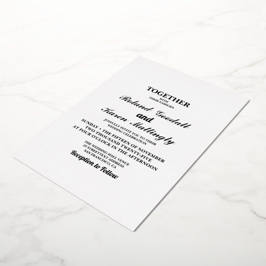 Flat Wedding Folie Uitnodiging (Gedraaid)