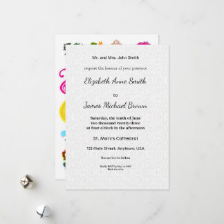 Flat Wedding Invitation Cards | Floral Fun Feestdagenkaart