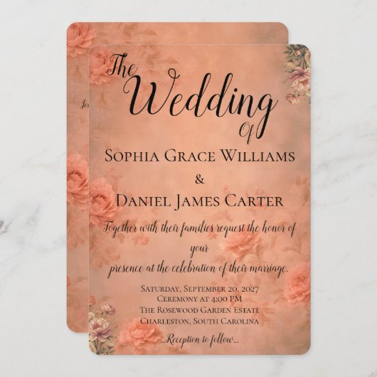 Flat Wedding Invitation Kaart (Voorkant / Achterkant)