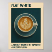 Flat White Coffee Poster Retro Latte Art Print (Voorkant)