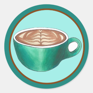 Flat White Latte Cappuccino Coffee Shop House Café Ronde Sticker