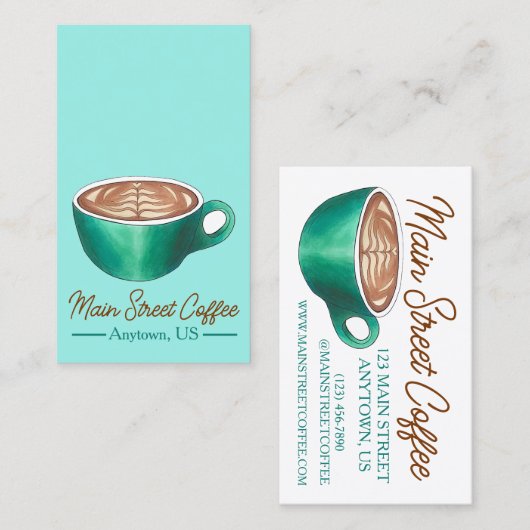 Flat White Latte Cappuccino Coffee Shop House Café Visitekaartje (Voorkant / Achterkant)
