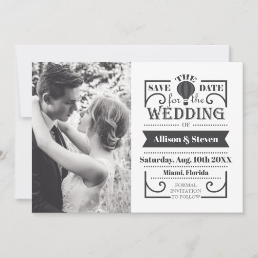 Flat White Save the Date Wedding Kaart (Voorkant)
