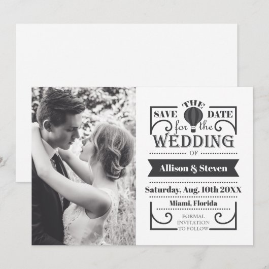 Flat White Save the Date Wedding Kaart (Voorkant / Achterkant)